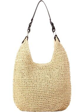 Women's Beach Straw Bag Large Straw Summer Handbags Handmade Woven Boho Hobo Raf